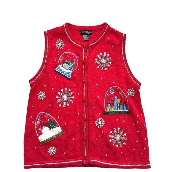 Vintage ALL POINTS Ugly Christmas Sweater Size L - Picture 1 of 9